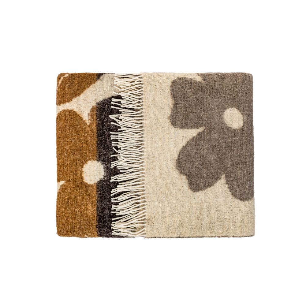 Plaid Fleuris en Laine Madonne Cacao 138x220 cm - Bedandphilosophy