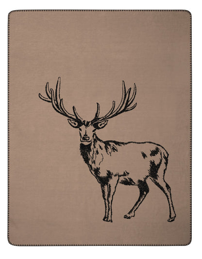 Plaid Chaud Bi-Face en Coton Cerf 150x200 cm - Biederlack