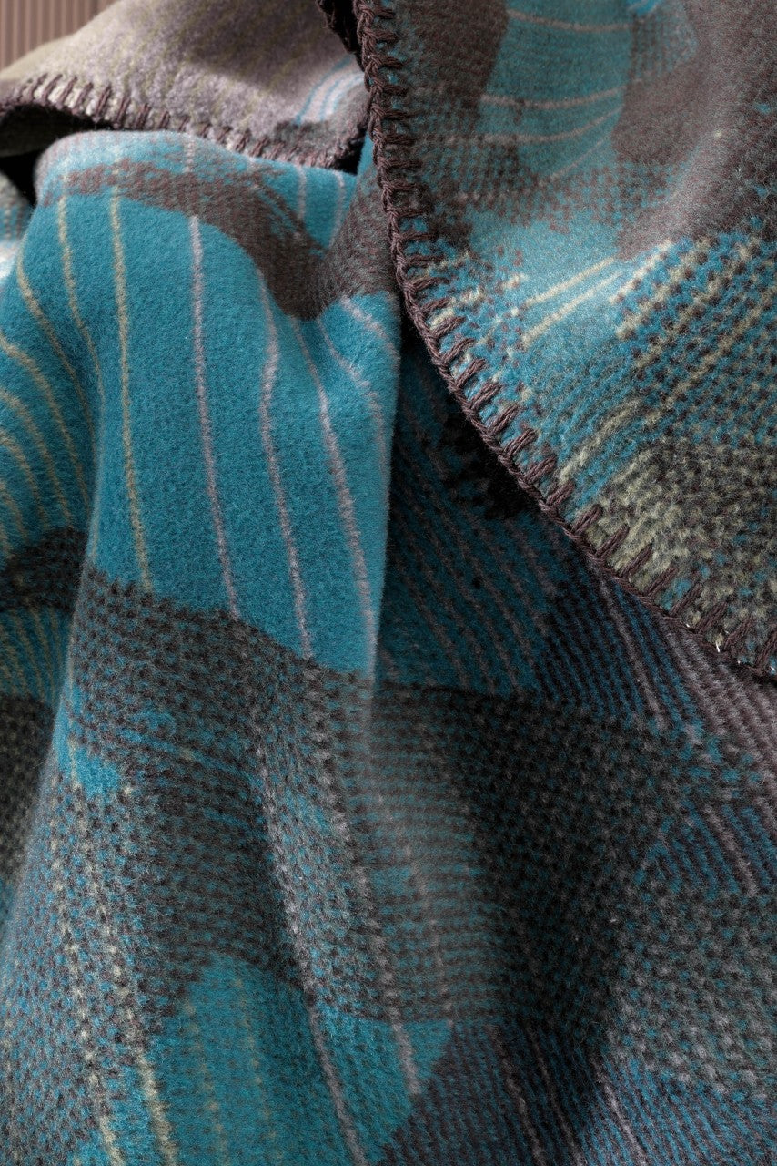 Plaid Chaud en Coton Glow Bleu 150x200 cm - Biederlack
