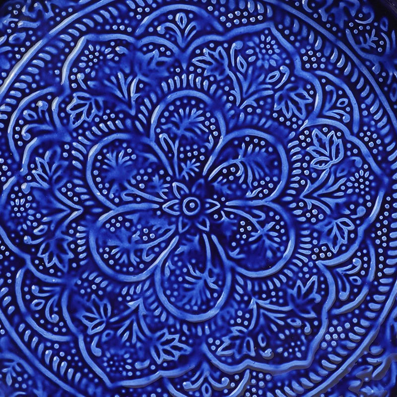Plateau Berbère en Métal Peint Vert Olive ou Majorelle D.60 cm - Bazardeluxe