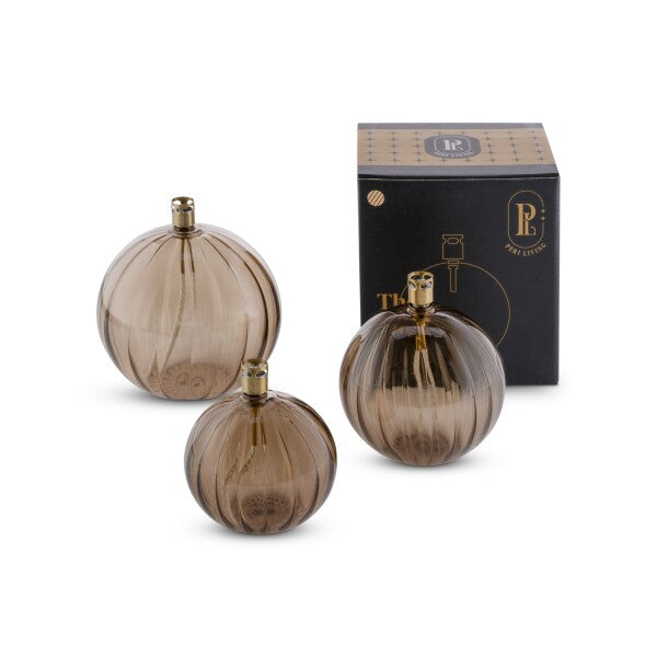 Lampe à Huile en Verre & Laiton Round Elegant Champagne - Peri Living