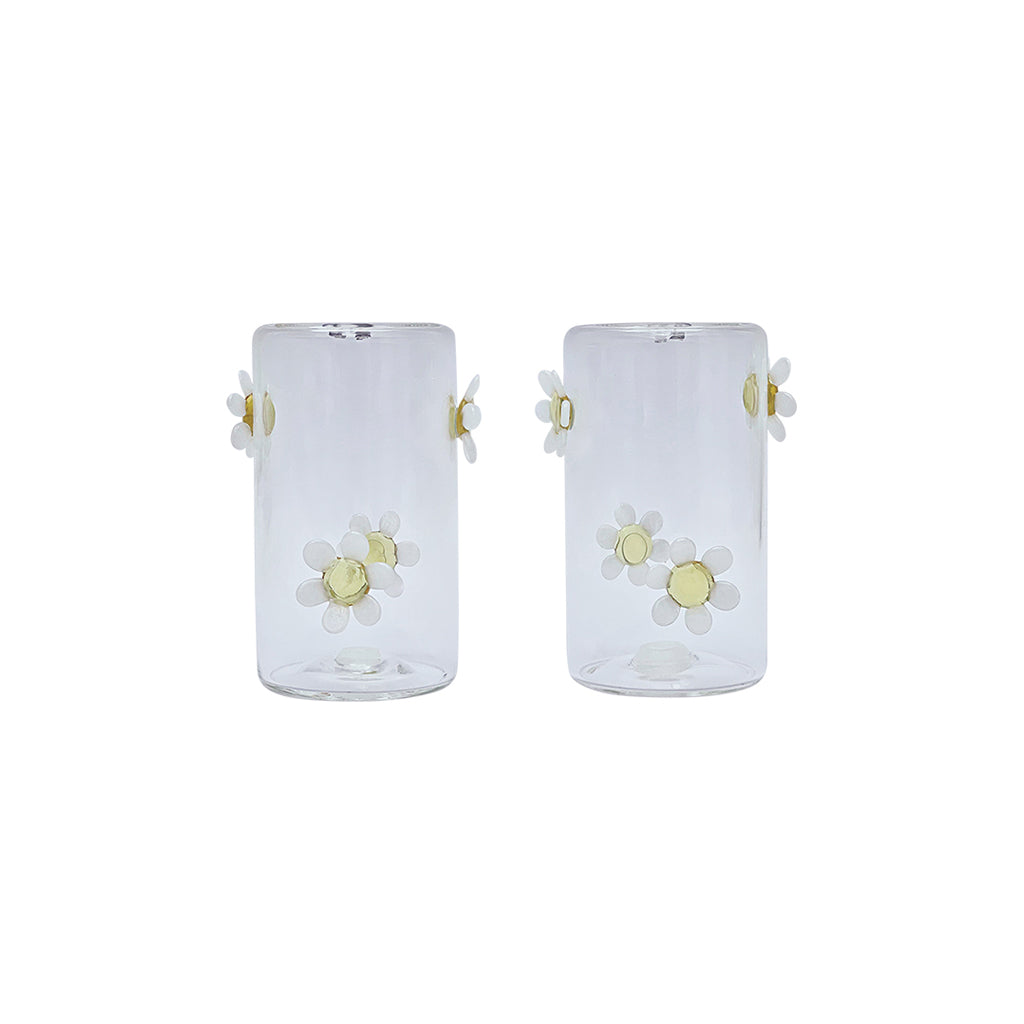 Set Salière & Poivrière en Verre avec Décoration Fleurs - Opjet
