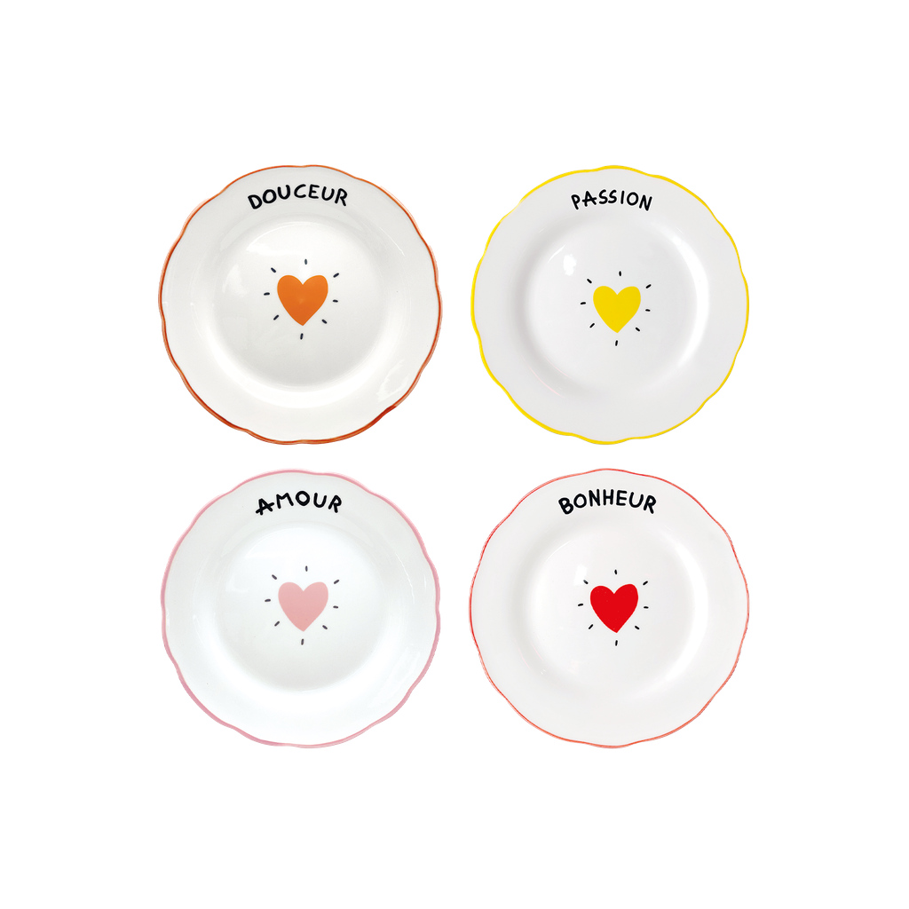 Set de 4 Assiettes à Dessert Amour Coeur D.19 cm - Opjet