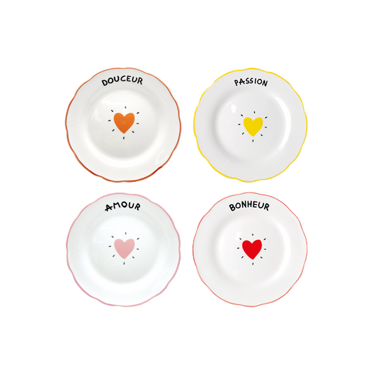 Set de 4 Assiettes à Dessert Amour Coeur D.19 cm - Opjet