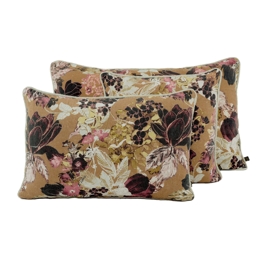 Housse de Coussin Sienne en Lin Fleuri - Haomy