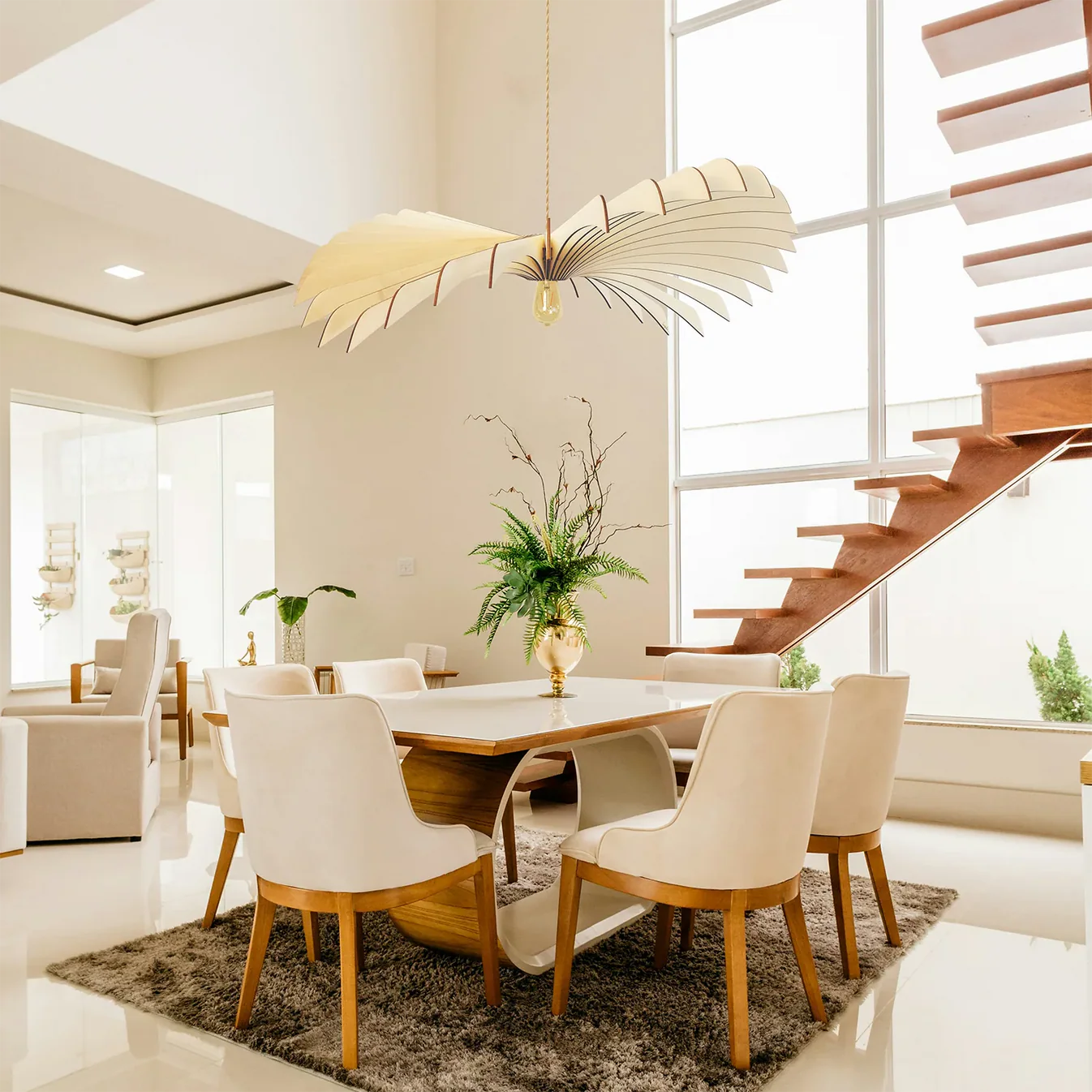 Suspension Aigle en Bois avec Ampoule Câble Ajustable - Atelier Loupiote