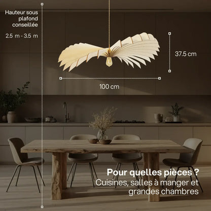 Suspension Aigle en Bois avec Ampoule Câble Ajustable - Atelier Loupiote
