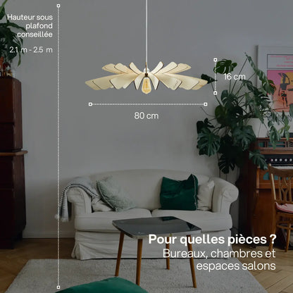 Suspension Aurora en Bois Câble Ajustable avec Ampoule - Atelier Loupiote