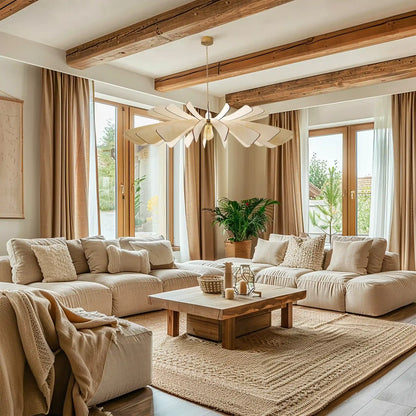 Suspension Aurora en Bois Câble Ajustable avec Ampoule - Atelier Loupiote