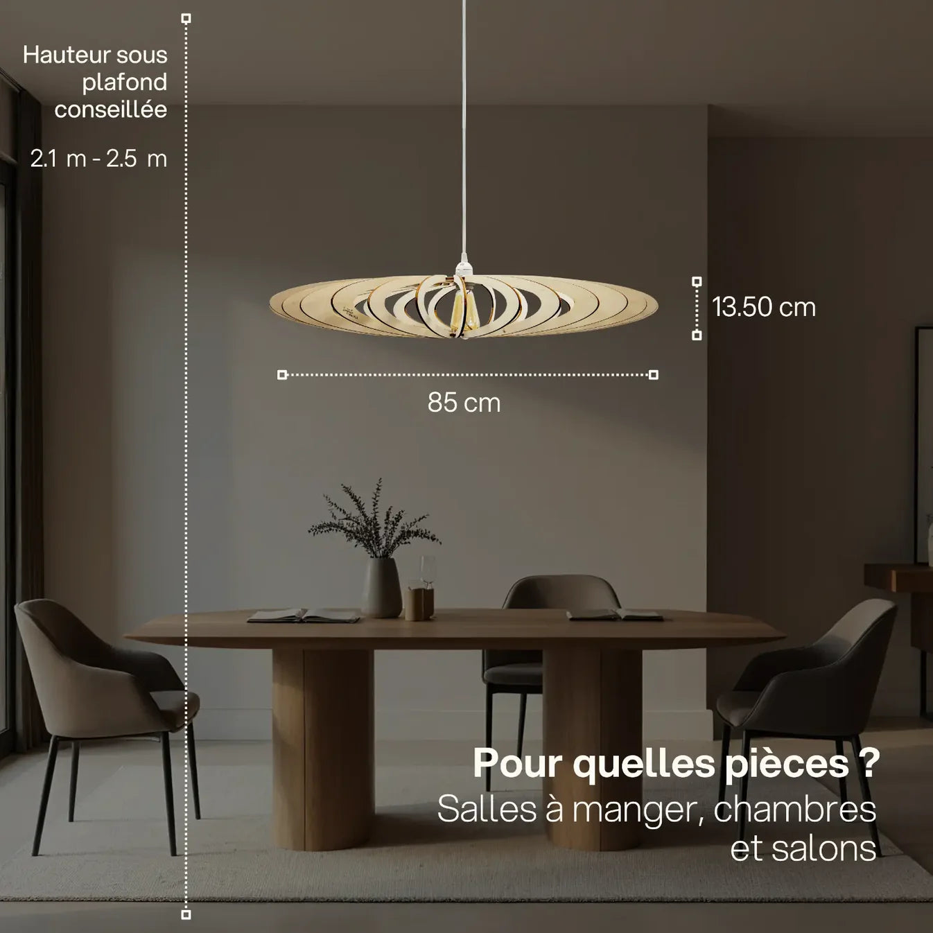 Suspension Neo en Bois Câble Ajustable avec Ampoule - Atelier Loupiote