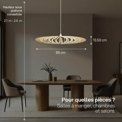 Suspension Neo en Bois Câble Ajustable avec Ampoule - Atelier Loupiote