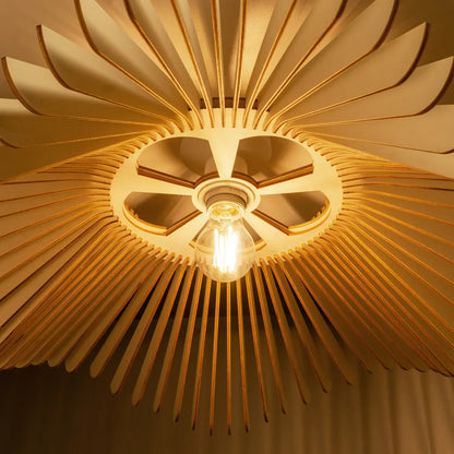 Suspension Rose en Bois Câble Ajustable avec Ampoule - Atelier Loupiote