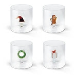Set de 4 Gobelets en Verre Décors de Noël 3D - WD Lifestyle