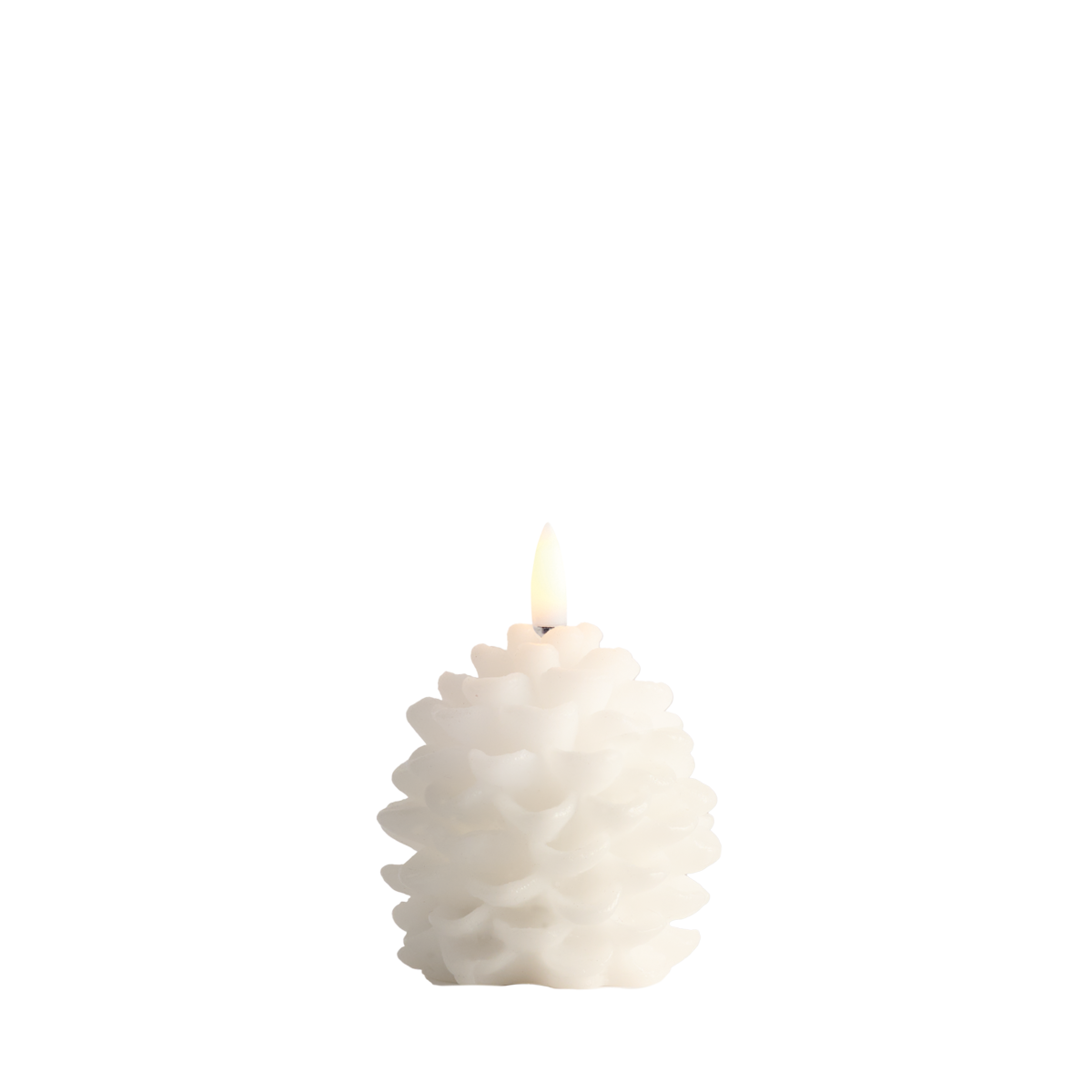 Bougie LED Pomme de Pin en Cire Blanche 7x7cm  - Uyuni