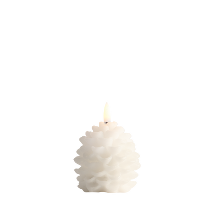 Bougie LED Pomme de Pin en Cire Blanche 7x7cm  - Uyuni