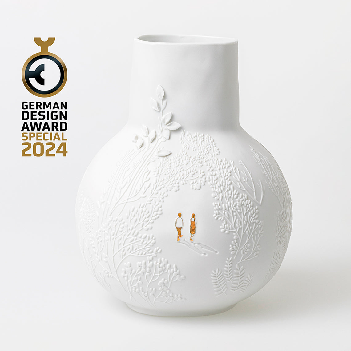 Vase Boule en Porcelaine Blanche avec Relief - Räder
