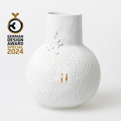 Vase Boule en Porcelaine Blanche avec Relief - Räder