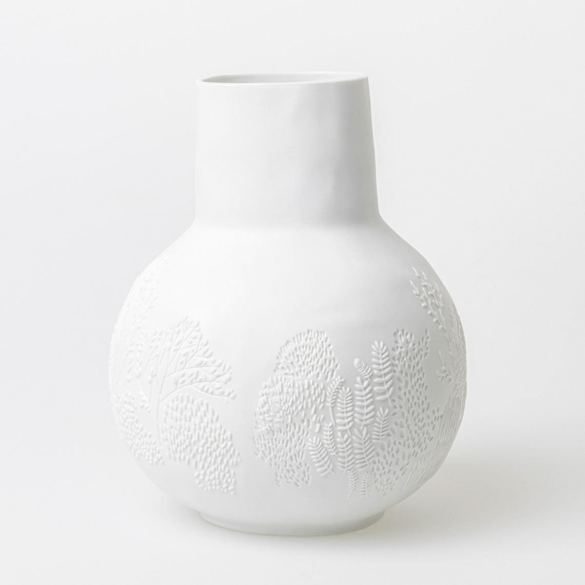 Vase Boule en Porcelaine Blanche avec Relief - Räder