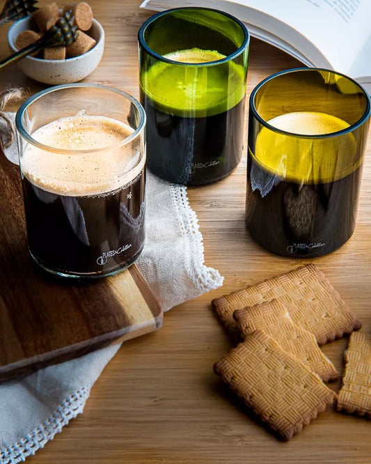 Set de 4 Verres à Boire en Verre de Bouteille Upcyclée 20 cl - Plates & Culotées