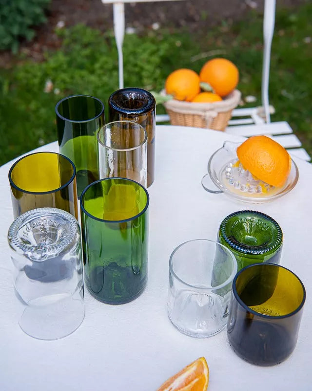 Set de 4 Verres à Boire en Verre de Bouteille Upcyclée 20 cl - Plates & Culotées
