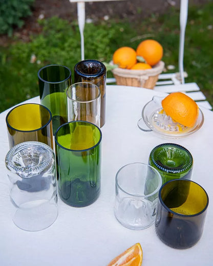 Set de 4 Verres à Boire en Verre de Bouteille Upcyclée 20 cl - Plates & Culotées