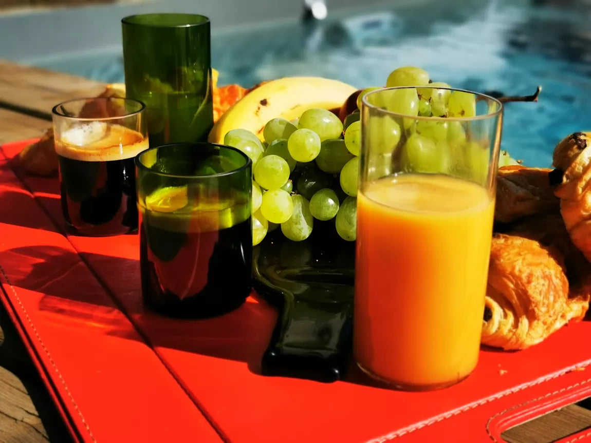 Set de 4 Verres à Boire en Verre de Bouteille Upcyclée 20 cl - Plates & Culotées