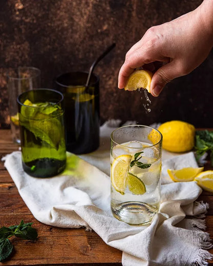 4 Verres à Boire en Verre de Bouteille Upcyclée 20/33 cl - Plates & Culotées