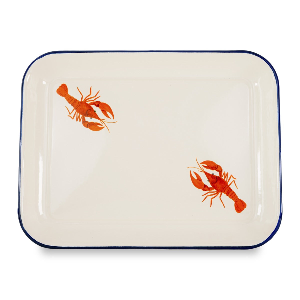 Plateau en Tôle Émaillée Illustrations Homards 34,5 x 25,5 cm - WD Lifestyle
