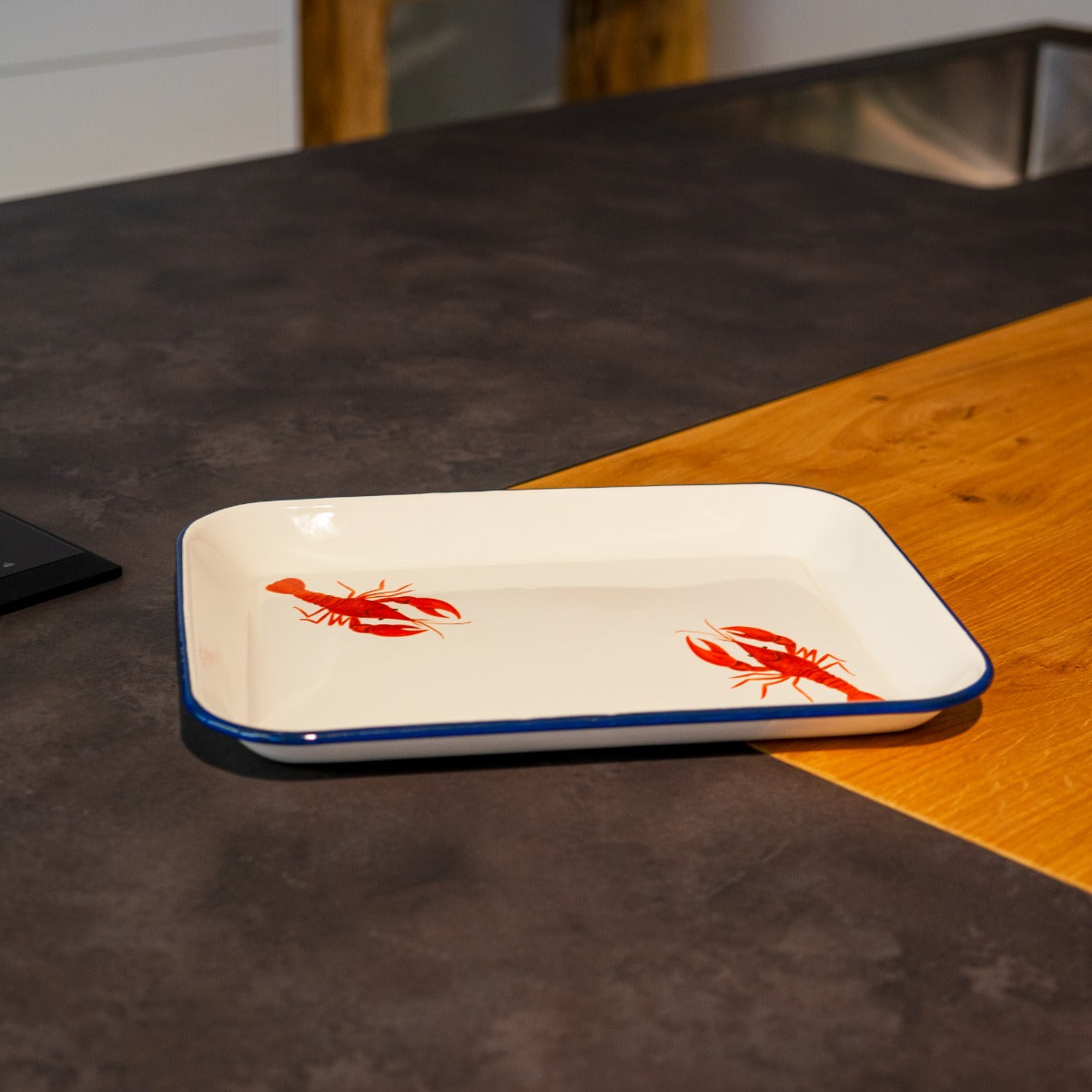 Plateau en Tôle Émaillée Illustrations Homards 34,5 x 25,5 cm - WD Lifestyle
