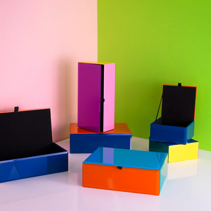 Boîte à Bijoux en Verre Orange et Bleu Style Retro - WD Lifestyle